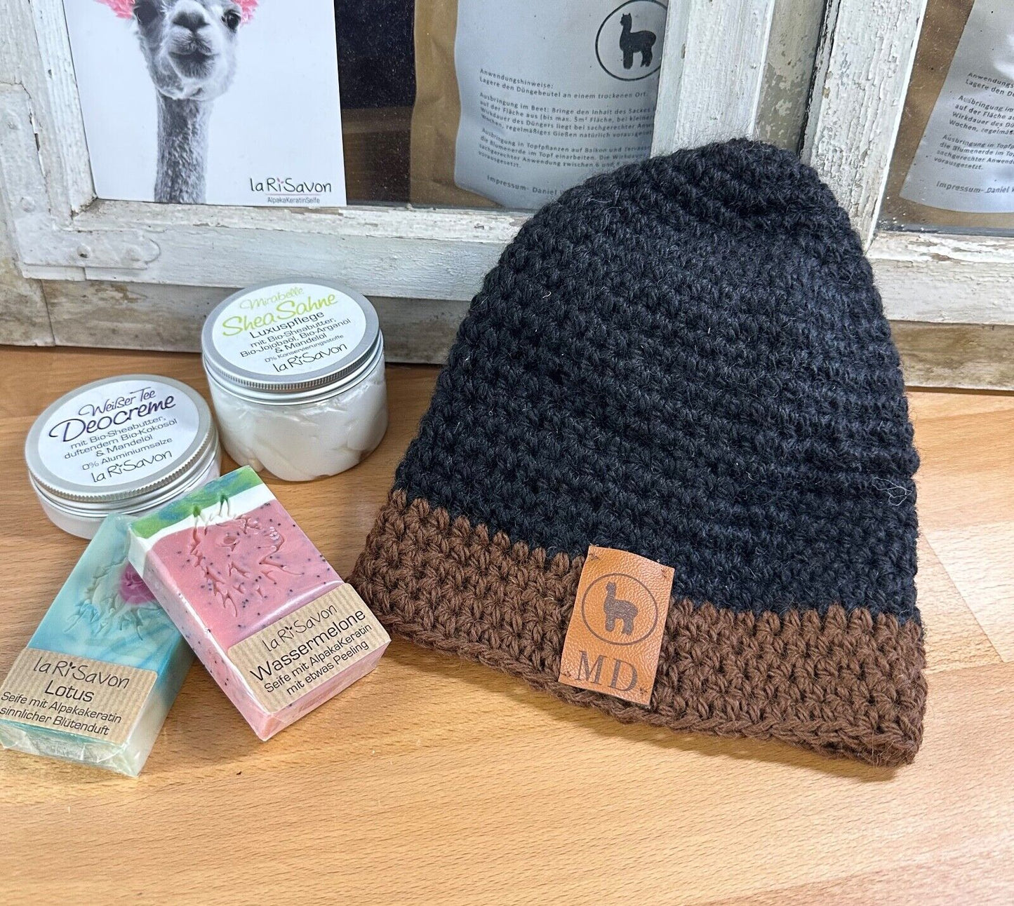 Alpakamütze 100% Alpakawolle in Naturfarben handgefertigt verschiedene Designs
