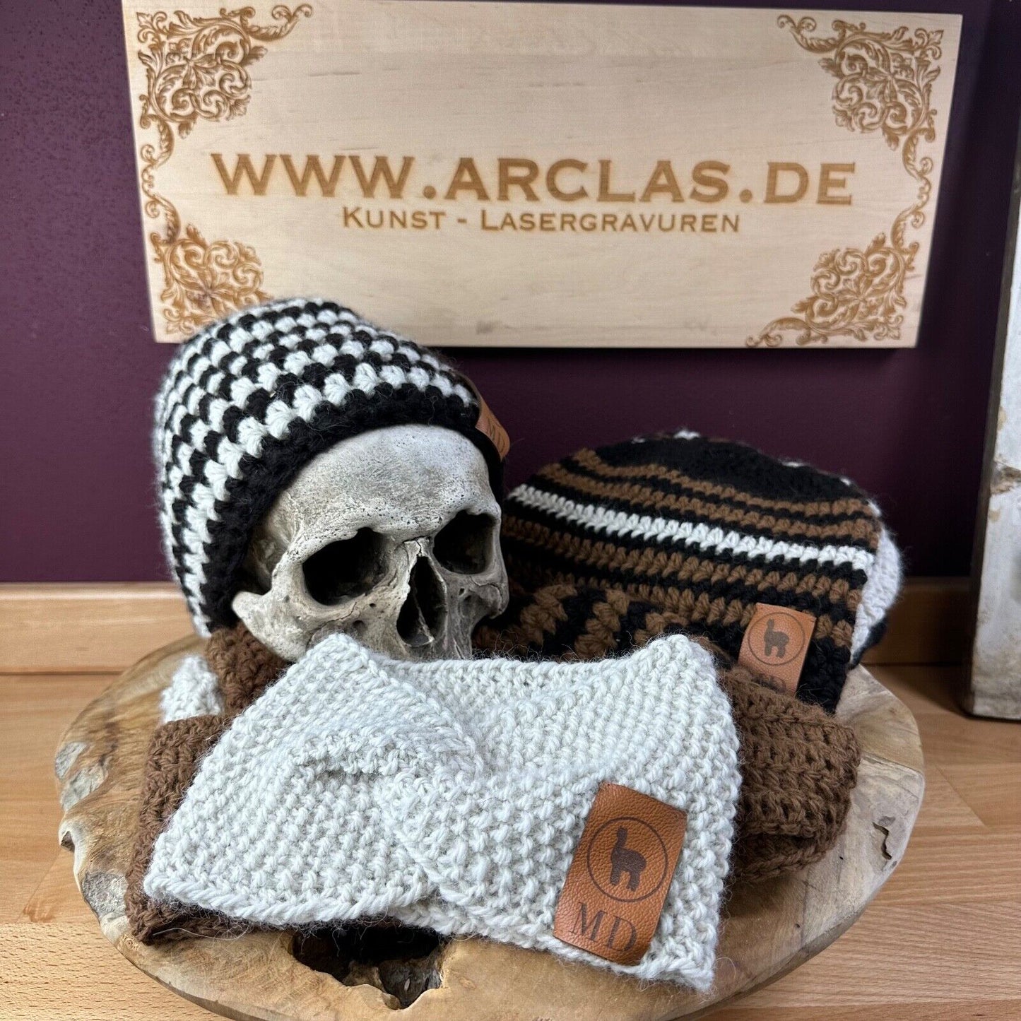 Alpakamütze 100% Alpakawolle in Naturfarben handgefertigt verschiedene Designs