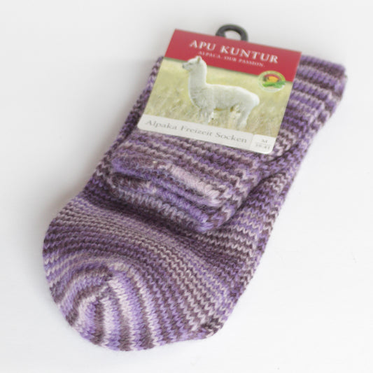 Alpaka FREIZEIT-Socken aus Alpaka-Wolle-Mix violett-meliert