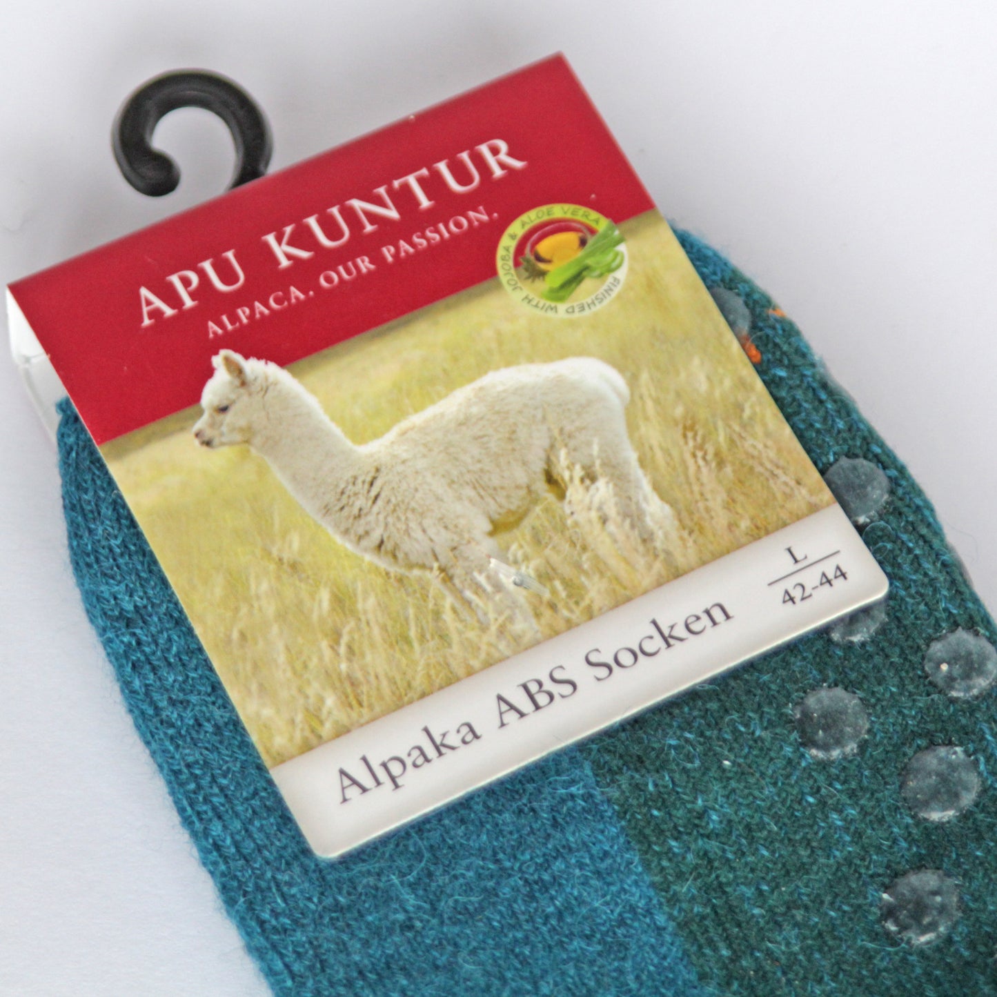 Alpaka Socken ABS kurz mit 52% Alpaka & 35% Wolle petrol