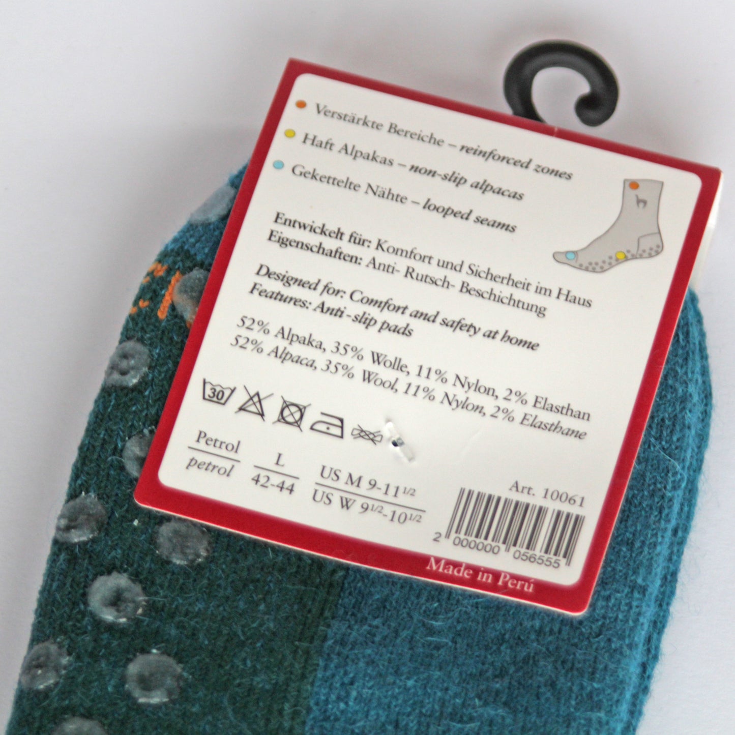 Alpaka Socken ABS kurz mit 52% Alpaka & 35% Wolle petrol